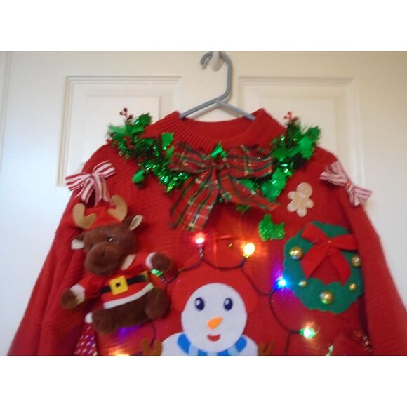 Ugly Christmas Sweater size XL ugly Christmas sweater parties Lights up - Picture 2 of 4